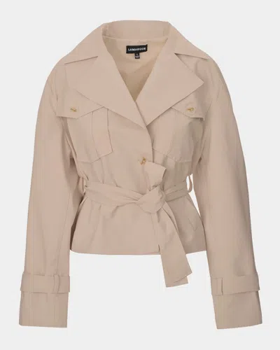 Lamarque Quinn Cropped Trench Jacket In Black