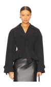 Lamarque Quinn Cropped Trench Coat In Black In 黑色