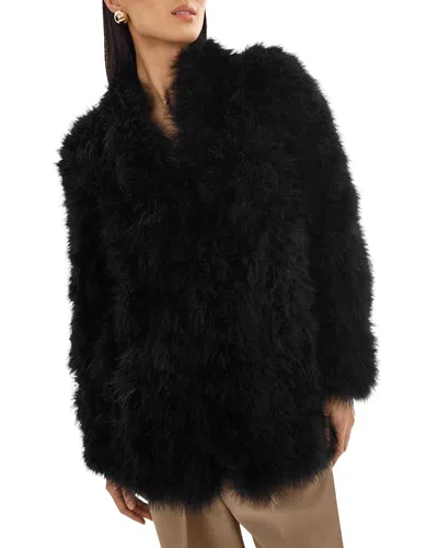 Lamarque Rabea Feather Coat In Black