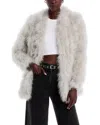 Lamarque Feather Coat In Light Grey