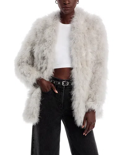 Lamarque Feather Coat In Light Grey