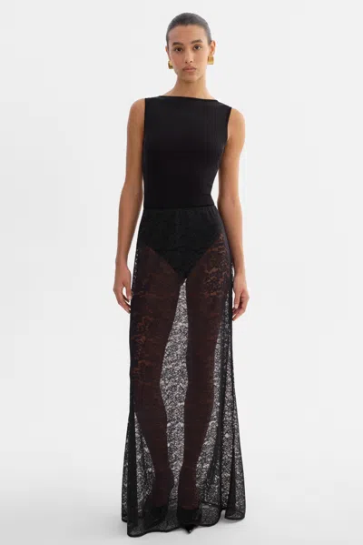Lamarque Ren Lace Maxi Skirt In Black