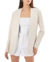 Lamarque Leighton Lightweight Collarless Reversible Leather Blazer In Winter White/silver