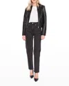 Lamarque Reversible Zip-front Lamb Leather Metallic Bomber Jacket In Black/brown