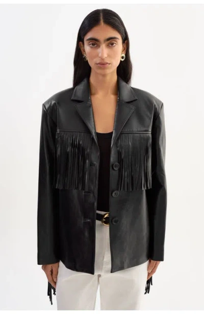 Lamarque Rianne | Leather Fringe Jacket In Black