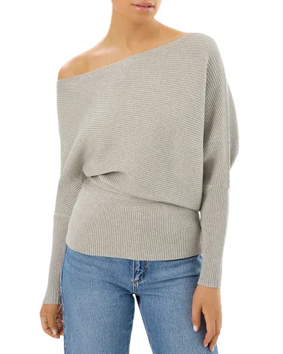 Lamarque Rib Knit Drape Top In Light Heather