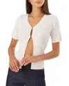Lamarque Ribbed V Neck Top In Off White