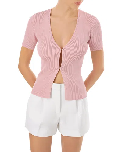 Lamarque Ribbed V Neck Top In Rose