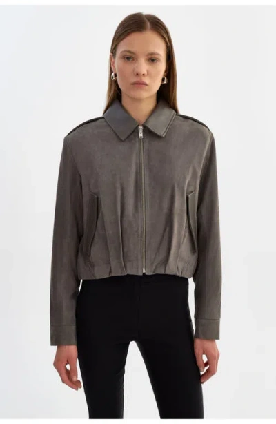 Lamarque Robbie | Suede Bomber Jacket In Gray