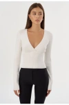 Lamarque Romane Rib Knit Long Sleeve Top In White