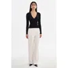 Lamarque Romane Rib Knit Long Sleeve Top In Black