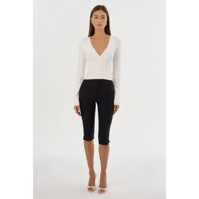 LAMARQUE ROMANE RIB KNIT LONG SLEEVE TOP
