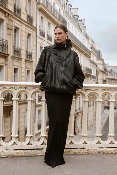 Lamarque Ronja Oversized Leather Jacket In Black