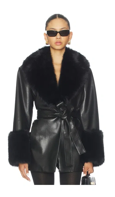 Lamarque Rosabella Faux Fur Blazer In Black