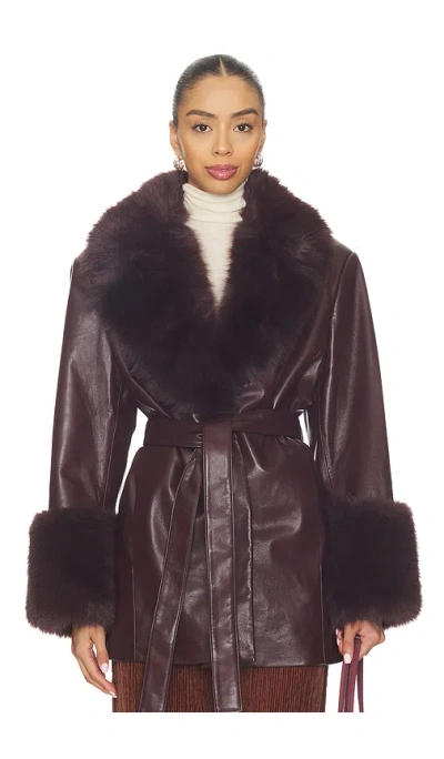 Lamarque Rosabella Faux Fur Blazer Coat In Vamp