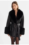Lamarque Rosabella | Recycled Leather Mid-length Coat In Black