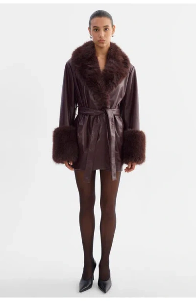 Lamarque Rosabella | Recycled Leather Mid-length Coat In Brown