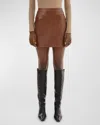 Lamarque Womens Lambskin Leather Mini Mini Skirt In Luggage