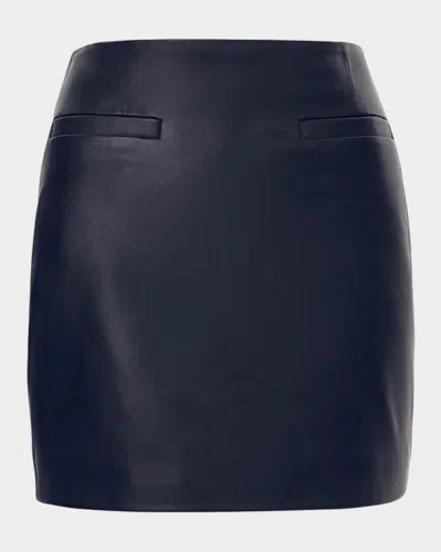 Lamarque Rowan Leather Mini Pencil Skirt In Navy
