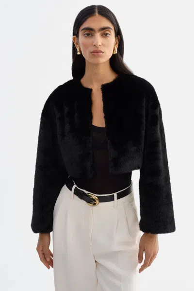 Lamarque Rowdie Faux Fur Jacket In Black