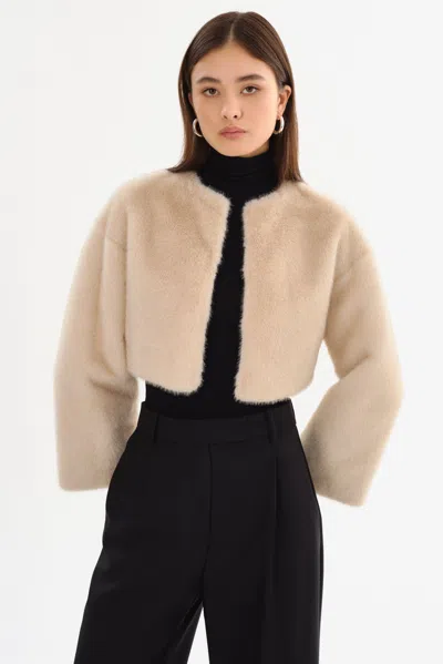 Lamarque Rowdie Faux Fur Jacket In Neutral
