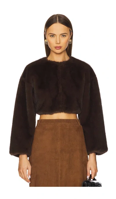 Lamarque Rowdie Faux Fur Jacket In Walnut