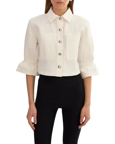 LAMARQUE RUFFLE SLEEVE DENIM JACKET