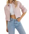 Lamarque Ruffle Sleeve Leather Jacket In Rose In Multi