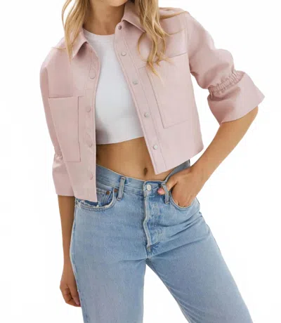 Lamarque Ruffle Sleeve Leather Jacket In Rose In Multi