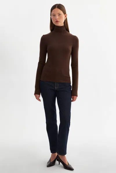 Lamarque Sadie Knit Turtleneck In Brown