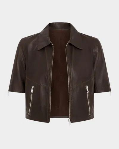 Lamarque Sevana Leather Reversible Jacket In Brown