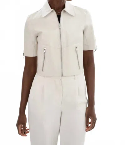 Lamarque Sevana Reversible Leather Jacket In Whisper White And Silver