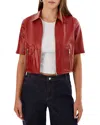 Lamarque Sevana Reversible Leather Jacket In Ruby Red/silver