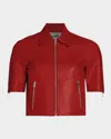 Lamarque Sevana Reversible Leather Jacket In Ruby Red Silver