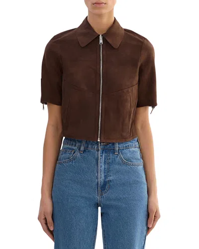 Lamarque Sevana Reversible Suede Leather Jacket In Brown