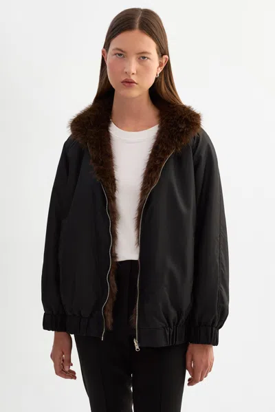 Lamarque Sevyn Reversible Bomber Jacket In Black