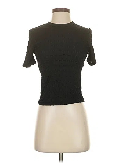 Pre-owned Lamarque Short Sleeve Top Black Mock Neckline Tops