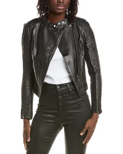 Lamarque Signature Leather Jacket In Black