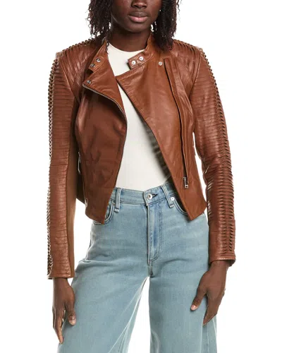Lamarque Signature Leather Jacket In Brown