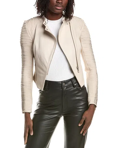 Lamarque Signature Leather Jacket In Neutral