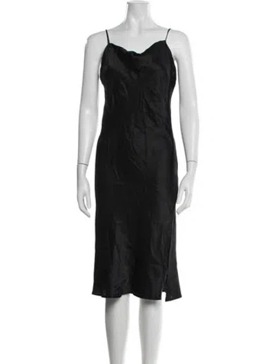 Pre-owned Lamarque Silk Midi Length Dress In Black