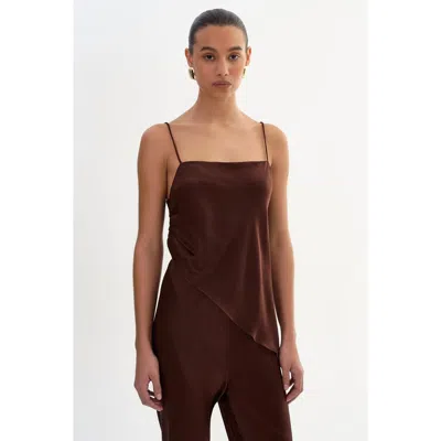 Lamarque Solange | Asymmetric Satin Cami In Brown