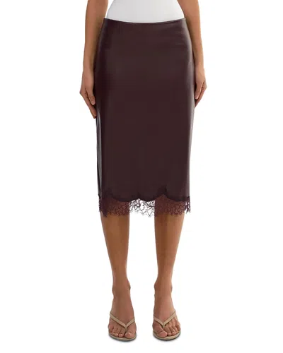 Lamarque Sonja Lace Trim Faux Leather Skirt In White