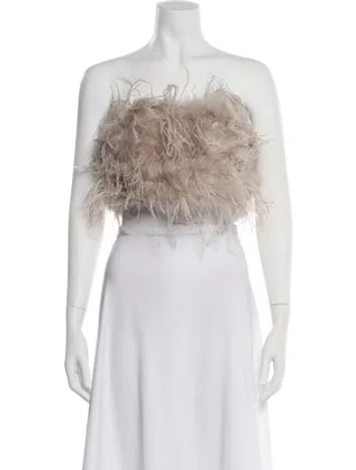 Pre-owned Lamarque Strapless Crop Top In Gray