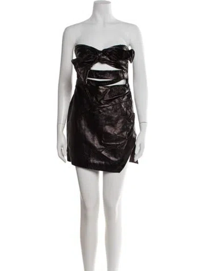 Pre-owned Lamarque Strapless Mini Dress In Brown