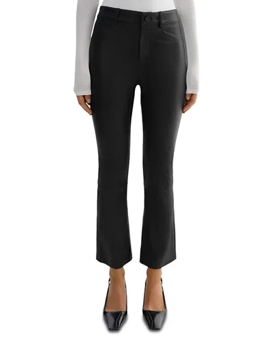 Lamarque Stretch Leather Crop Flare Pants In Black