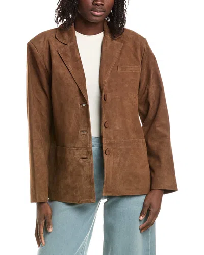 Lamarque Suede Blazer In Brown