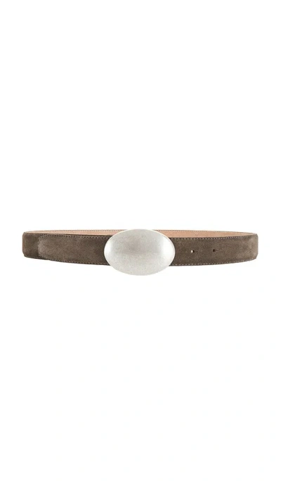 Lamarque Suede Leather Belt In Steel Grey