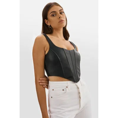 Lamarque Tabia Leather Corset Top In Black
