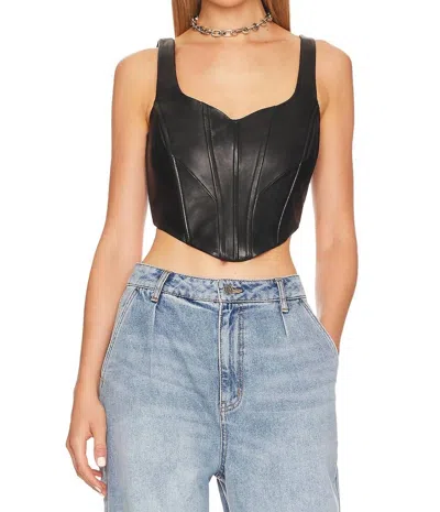 Lamarque Tabia Leather Corset Top In Black
